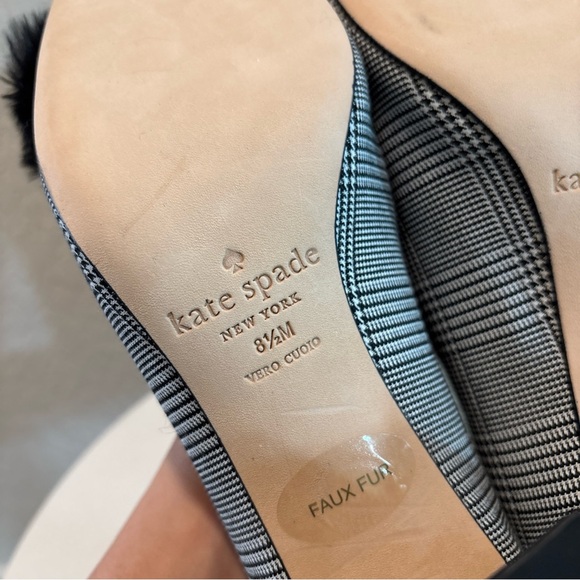 Kate Spade Plaid Heels with Black Bow - Picture 7 of 10